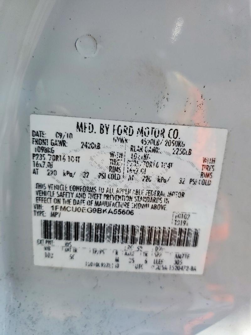 1FMCU0EG9BKA55606 - 2011 FORD ESCAPE LIMITED 白色 照片 12