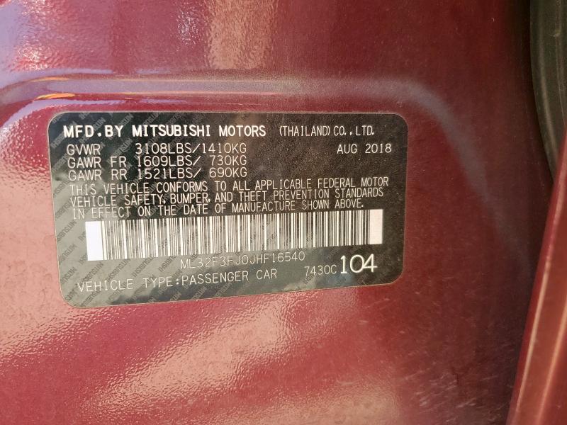 ML32F3FJ0JHF16540 - 2018 MITSUBISHI MIRAGE G4 ES Բորդո լուսանկար 13