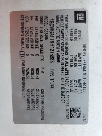 1GCWGAFF9H1276383 - 2017 CHEVROLET EXPRESS G2500 Ağ foto 13