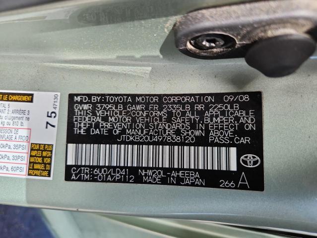 JTDKB20U497838120 - 2009 TOYOTA PRIUS 绿色 照片 13