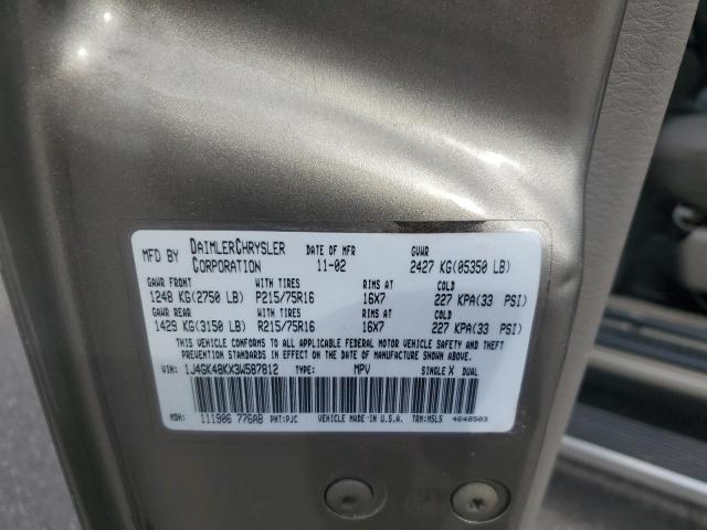 1J4GK48KX3W587812 - 2003 JEEP LIBERTY SPORT GOLD photo 13