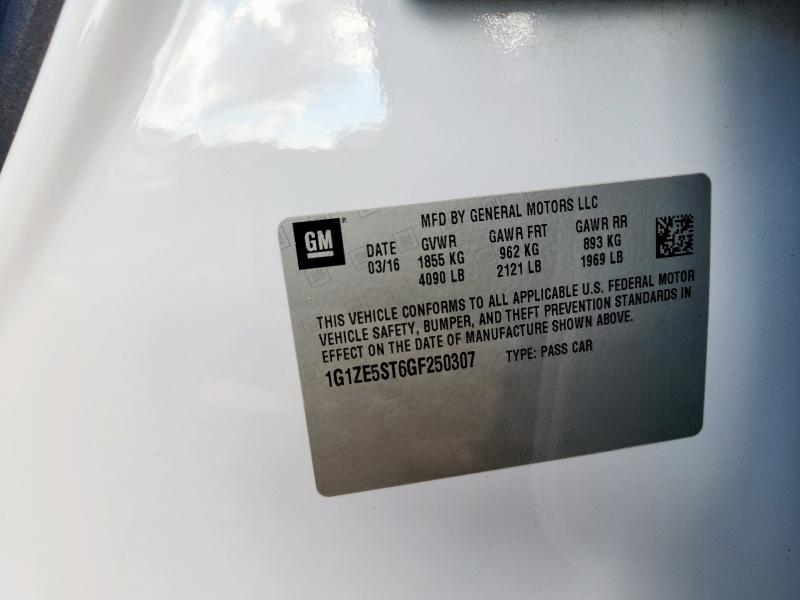1G1ZE5ST6GF250307 - 2016 CHEVROLET MALIBU LT WHITE photo 12