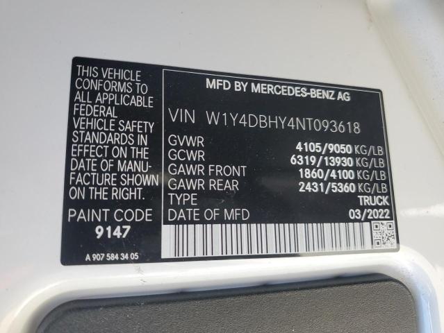 W1Y4DBHY4NT093618 - 2022 MERCEDES-BENZ SPRINTER 2500 WHITE photo 13