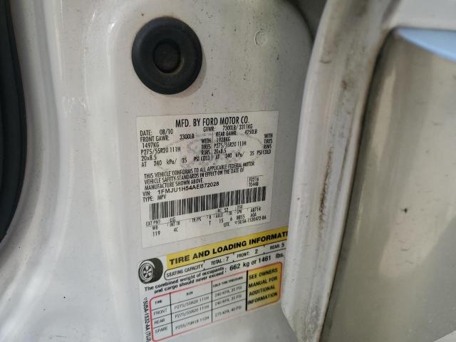 1FMJU1H54AEB72028 - 2010 FORD EXPEDITION EDDIE BAUER WHITE photo 14