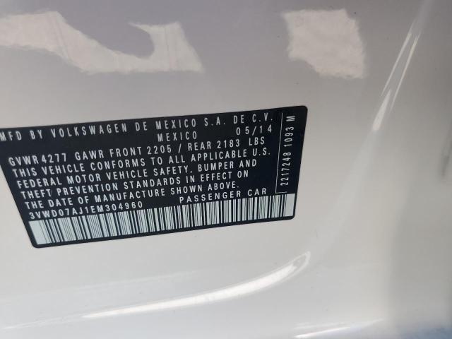 3VWD07AJ1EM304960 - 2014 VOLKSWAGEN JETTA SE WHITE photo 12