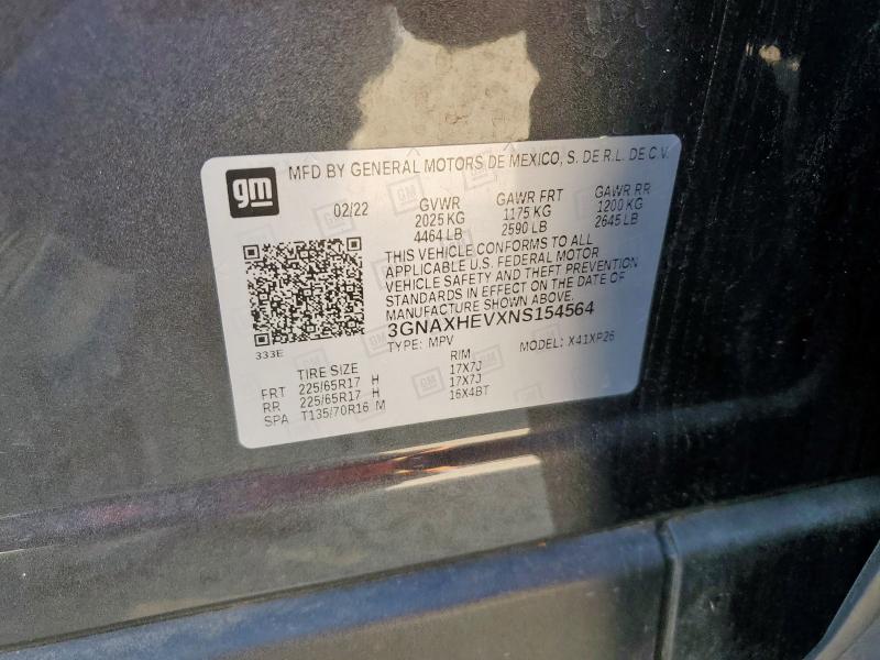 3GNAXHEVXNS154564 - 2022 CHEVROLET EQUINOX LS GRAY photo 13