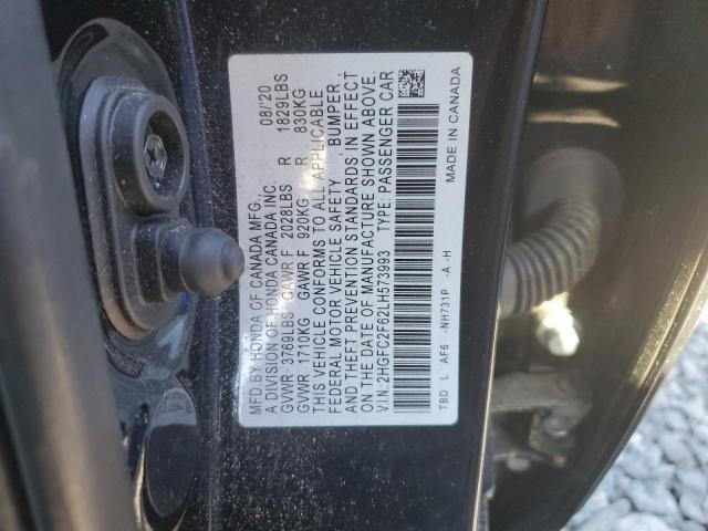 2HGFC2F62LH573993 - 2020 HONDA CIVIC LX 黑色 照片 12