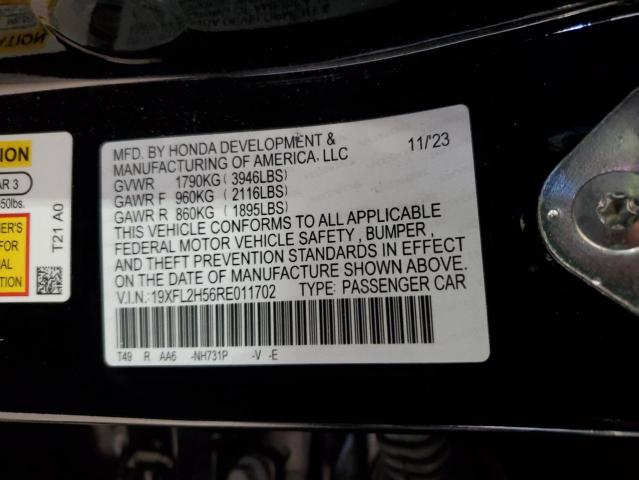 19XFL2H56RE011702 - 2024 HONDA CIVIC LX BLACK photo 12