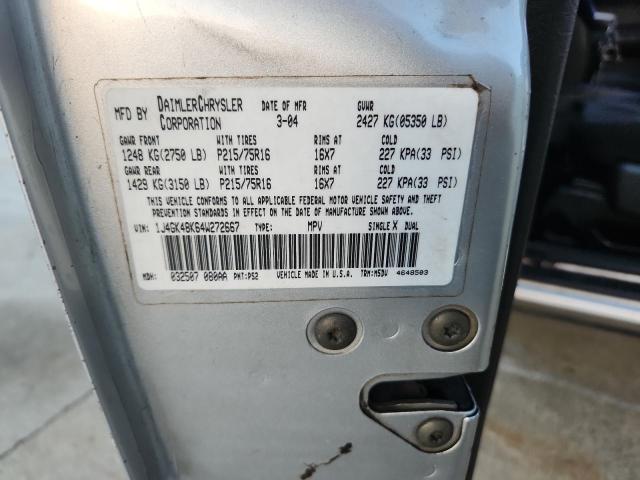 1J4GK48K64W272667 - 2004 JEEP LIBERTY SPORT 银色 照片 12