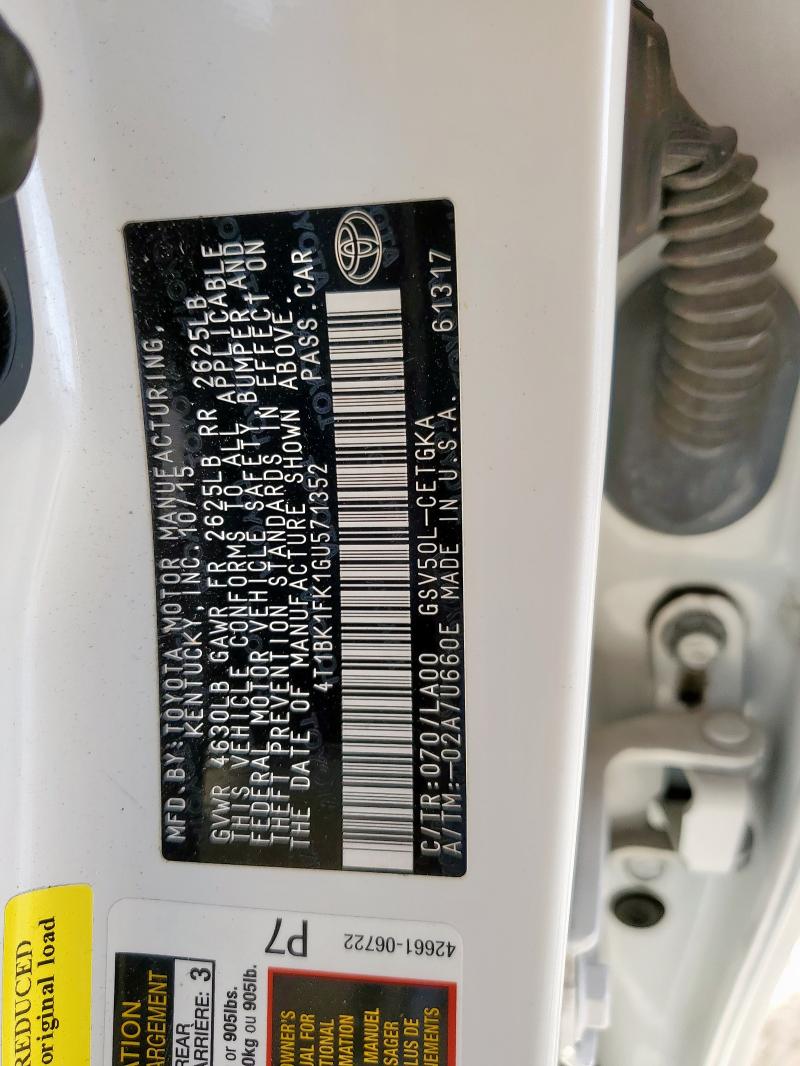 4T1BK1FK1GU571352 - 2016 TOYOTA CAMRY XSE WHITE photo 12