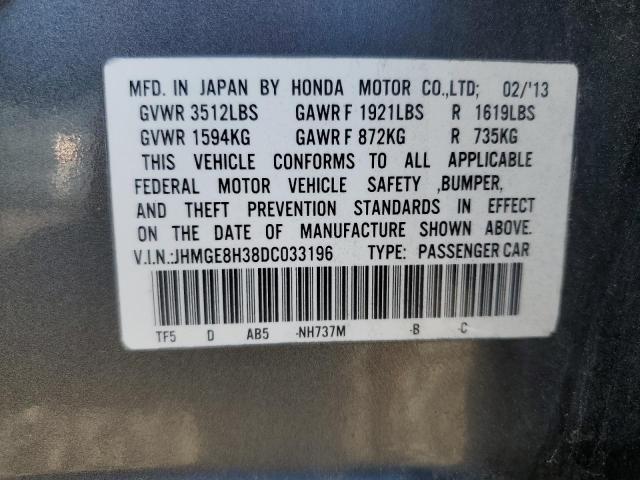 JHMGE8H38DC033196 - 2013 HONDA FIT GRAY photo 12