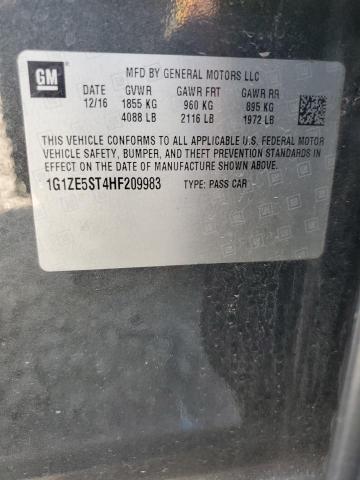 1G1ZE5ST4HF209983 - 2017 CHEVROLET MALIBU LT 灰色 照片 12