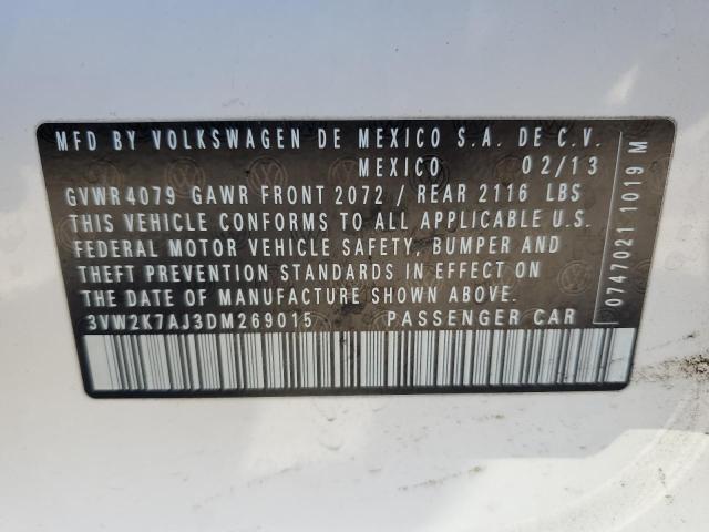 3VW2K7AJ3DM269015 - 2013 VOLKSWAGEN JETTA BASE თეთრი ფოტო 12