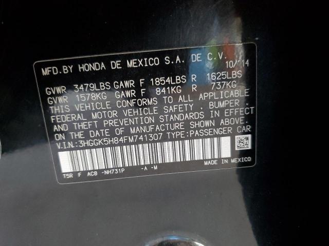 3HGGK5H84FM741307 - 2015 HONDA FIT EX BLACK photo 13