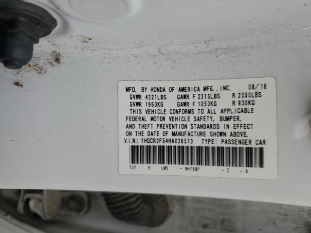 1HGCR2F54HA036573 - 2017 HONDA ACCORD SPORT WHITE photo 12