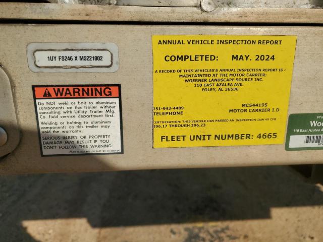 1UYFS246XM5221002 - 2021 UTILITY TRAILER SILVER photo 10