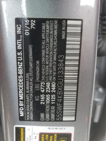 55SWF4KBXGU133843 - 2016 MERCEDES-BENZ C 300 4MATIC GRAY photo 12