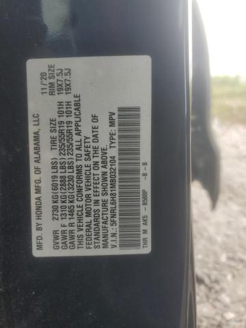 5FNRL6H81MB032104 - 2021 HONDA ODYSSEY TOURING Bleu photo 13