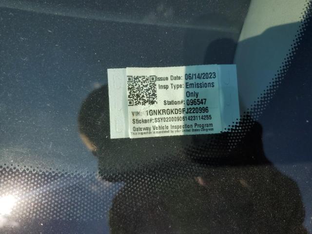 1GNKRGKD9FJ220996 - 2015 CHEVROLET TRAVERSE LT 黑色 照片 12