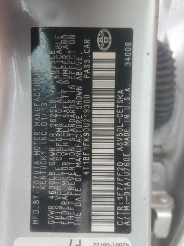 4T1BF1FK9DU219300 - 2013 TOYOTA CAMRY L SILVER photo 13