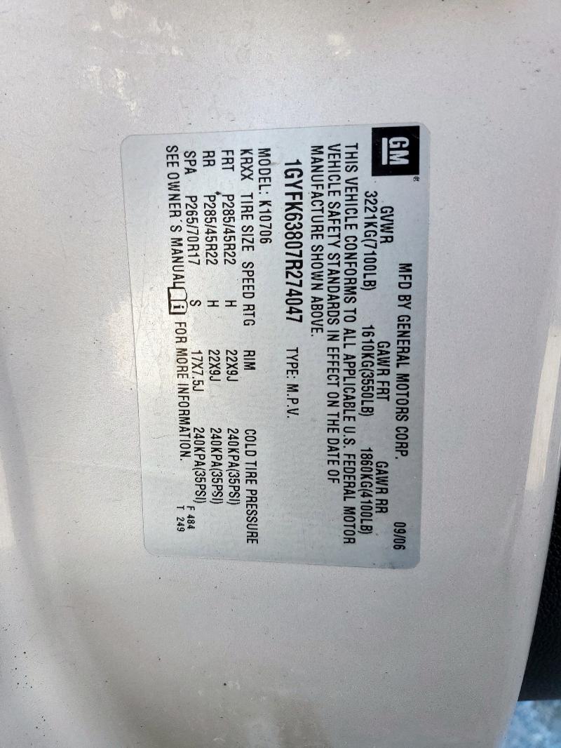 1GYFK63807R274047 - 2007 CADILLAC ESCALADE LUXURY Күміс фото 13