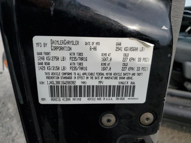 1J4GL38K16W288382 - 2006 JEEP LIBERTY RENEGADE შავი ფოტო 12