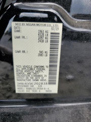 1N4BL4CV5KC202838 - 2019 NISSAN ALTIMA SR Қара фото 13