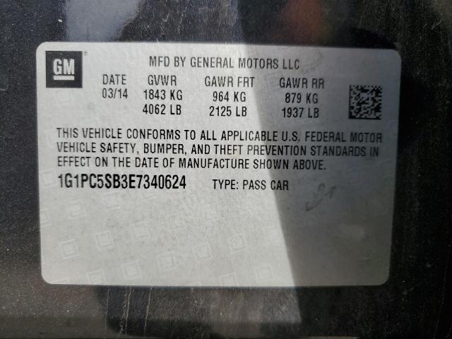 1G1PC5SB3E7340624 - 2014 CHEVROLET CRUZE LT Noir photo 13