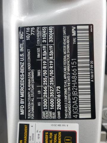 4JGDA5JB2HA866151 - 2017 MERCEDES-BENZ GLE 350 SILVER photo 13