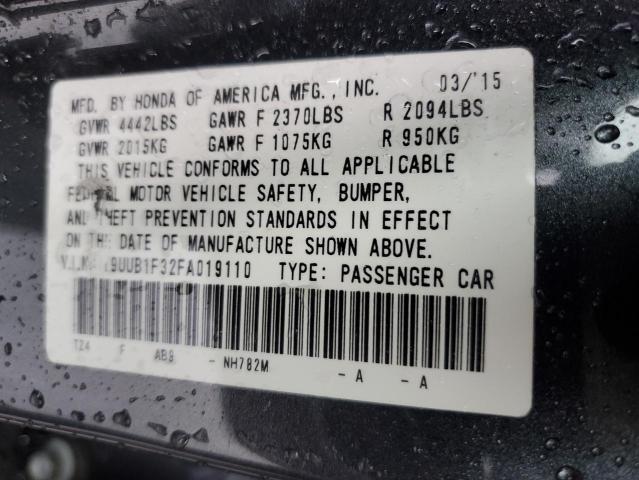 19UUB1F32FA019110 - 2015 ACURA TLX GRAY photo 12