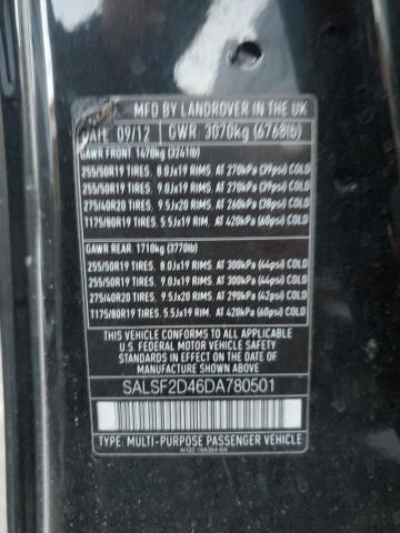 SALSF2D46DA780501 - 2013 LAND ROVER RANGE ROVE HSE BLACK photo 12