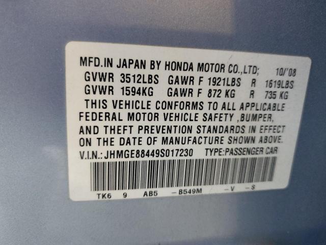 JHMGE88449S017230 - 2009 HONDA FIT SPORT BLUE photo 13
