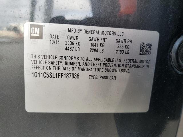 1G11C5SL1FF187036 - 2015 CHEV MALIBU 1LT CHARCOAL photo 12