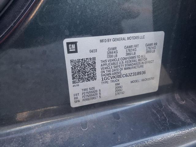 1GCVKREC6JZ318936 - 2018 CHEVROLET SILVERADO K1500 LT გრაფიტი ფოტო 13