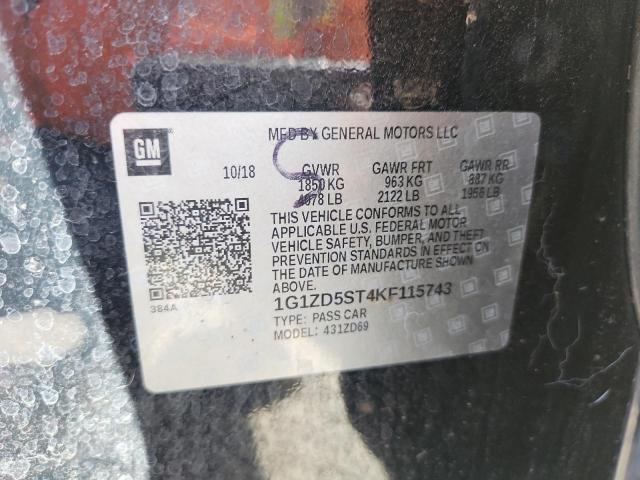 1G1ZD5ST4KF115743 - 2019 CHEVROLET MALIBU LT Schwarz Foto 12