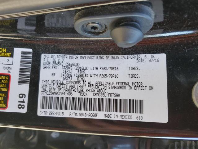 3TMCZ5AN9GM041406 - 2016 TOYOTA TACOMA DOUBLE CAB შავი ფოტო 13