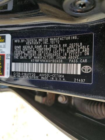 4T1BF1FK3CU180458 - 2012 TOYOTA CAMRY BASE BLACK photo 13