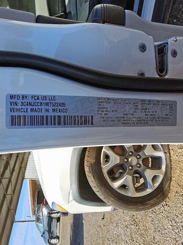 3C4NJCCB1MT522405 - 2021 JEEP COMPASS LIMITED WHITE photo 13