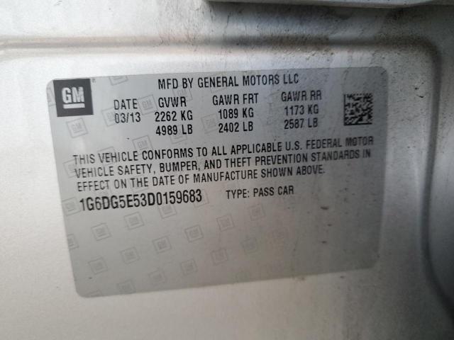 1G6DG5E53D0159683 - 2013 CADILLAC CTS LUXURY COLLECTION Argent photo 13