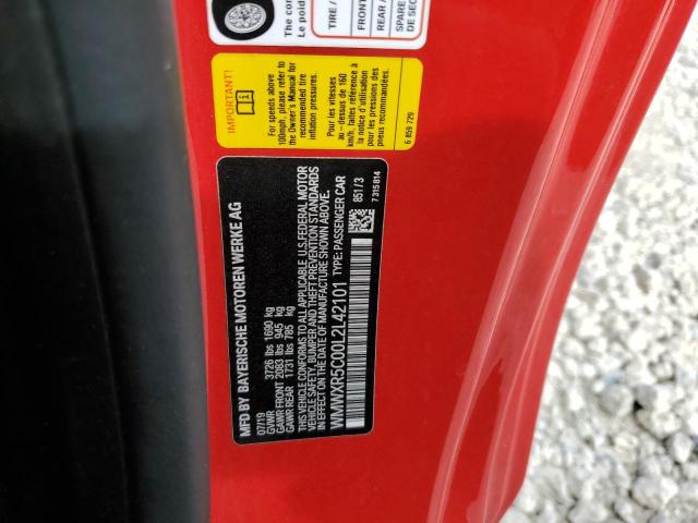 WMWXR5C00L2L42101 - 2020 MINI COOPER S RED photo 12