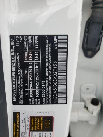 4JGDA5JB8EA327156 - 2014 MERCEDES-BENZ ML 350 WHITE photo 14