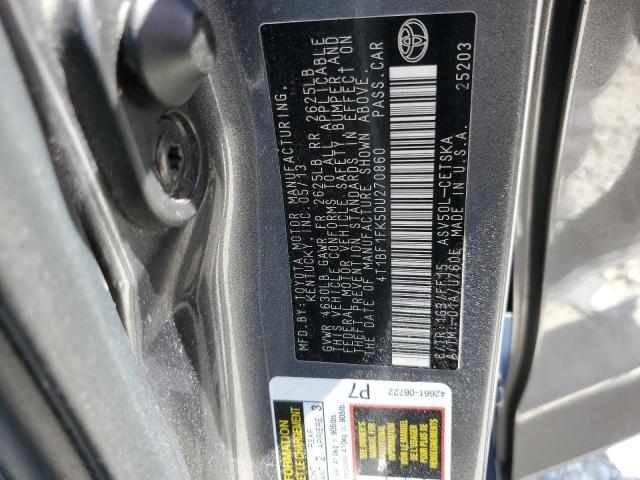4T1BF1FK5DU270860 - 2013 TOYOTA CAMRY L GRAY photo 12