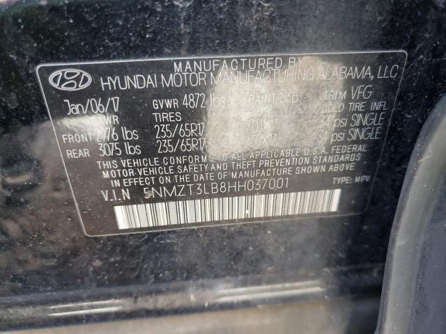 5NMZT3LB8HH037001 - 2017 HYUNDAI SANTA FE S BLACK photo 13