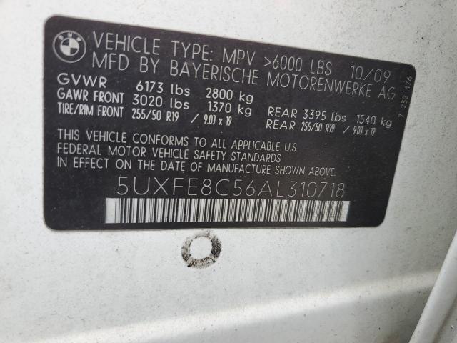 5UXFE8C56AL310718 - 2010 BMW X5 XDRIVE48I WHITE photo 13