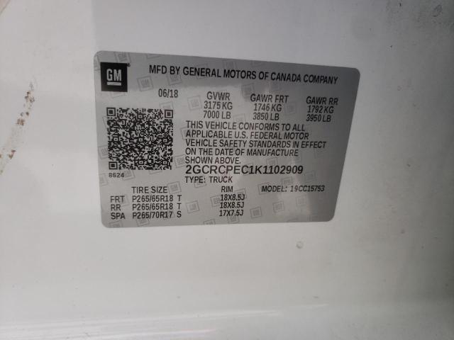 2GCRCPEC1K1102909 - 2019 CHEVROLET SILVERADO C1500 LT 白色 照片 12