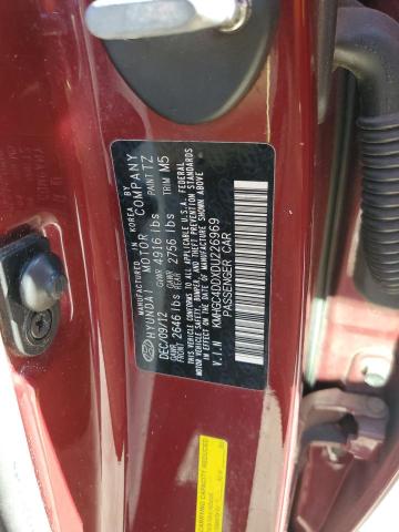 KMHGC4DDXDU226969 - 2013 HYUNDAI GENESIS 3.8L MAROON photo 12