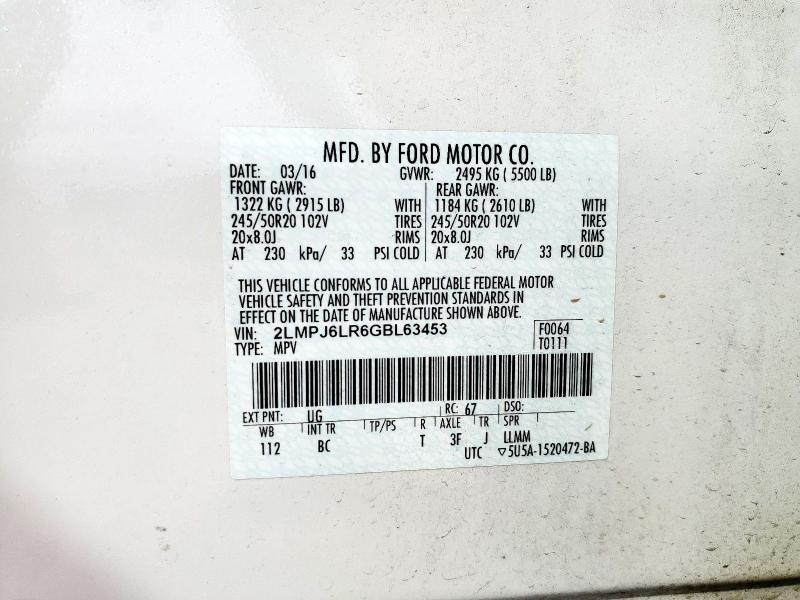 2LMPJ6LR6GBL63453 - 2016 LINCOLN MKX RESERVE 白色 照片 13