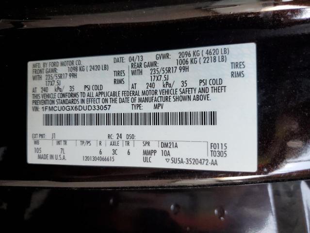 1FMCU0GX6DUD33057 - 2013 FORD ESCAPE SE BLACK photo 13