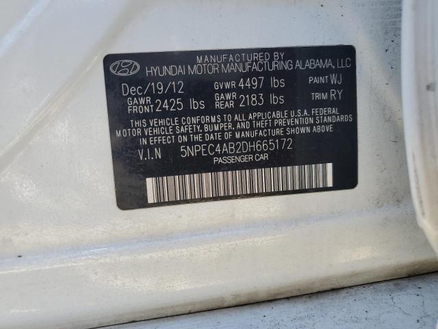 5NPEC4AB2DH665172 - 2013 HYUNDAI SONATA SE Weiß Foto 12