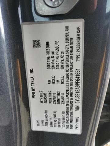5YJ3E1EA9PF641651 - 2023 TESLA MODEL 3 Сірий фото 13